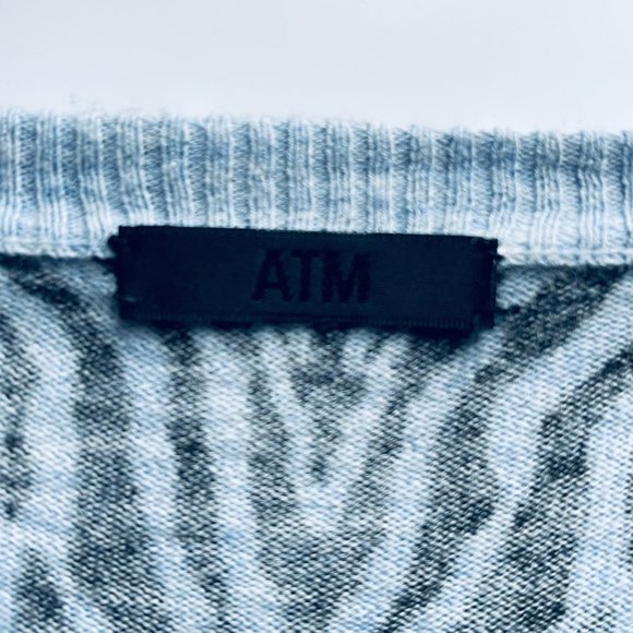 ATM Cotton Cashmere Zebra Printed V-Neck Sweater - Picture 7 of 9